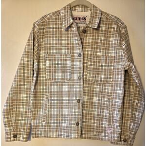 New Guess Georges Marciano Go Autumn Plaid Truckers Jacket Sz XS